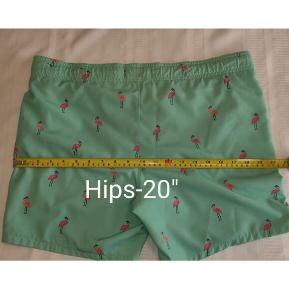 Hollister Mens Swim Trunks Sz S Green Pink Flamingos Lined Swimwear Shorts SMALL - Picture 10 of 16